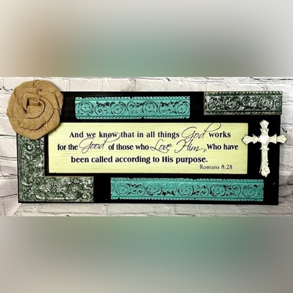 Hobby Lobby Religious Sign Plaque Romans 8:28 NEW